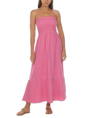 54$ Raviya Adjustable Strap Smocked Maxi Dress Cover Up Women's Size L Pink